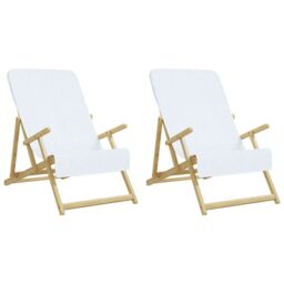 Berkfield Home Beach Towels 2 pcs White 60x135 cm Fabric 400 GSM - thumbnail 4