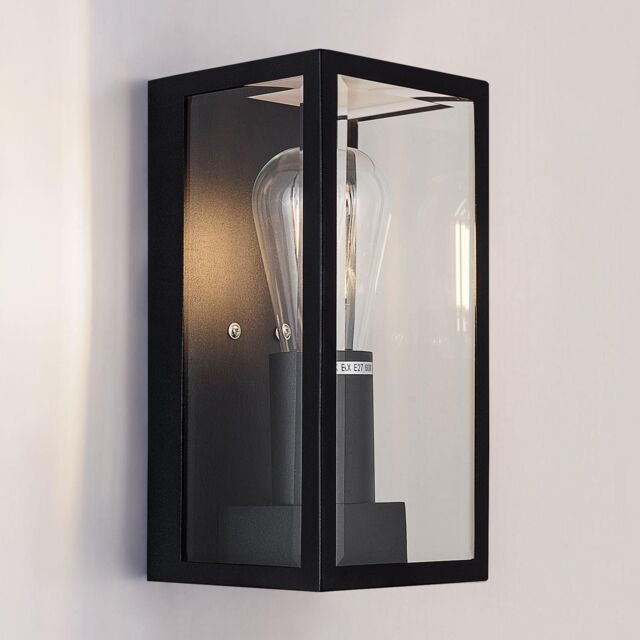 Harper Living Modern Clear Glass Outdoor Wall Light in Black - image 1