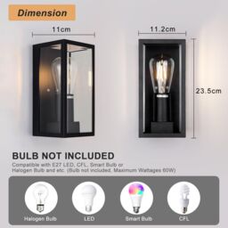 Harper Living Modern Clear Glass Outdoor Wall Light in Black - thumbnail 6
