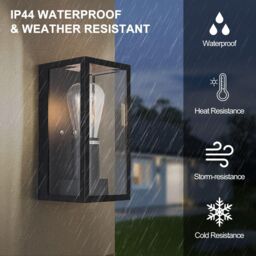 Harper Living Modern Clear Glass Outdoor Wall Light in Black - thumbnail 4
