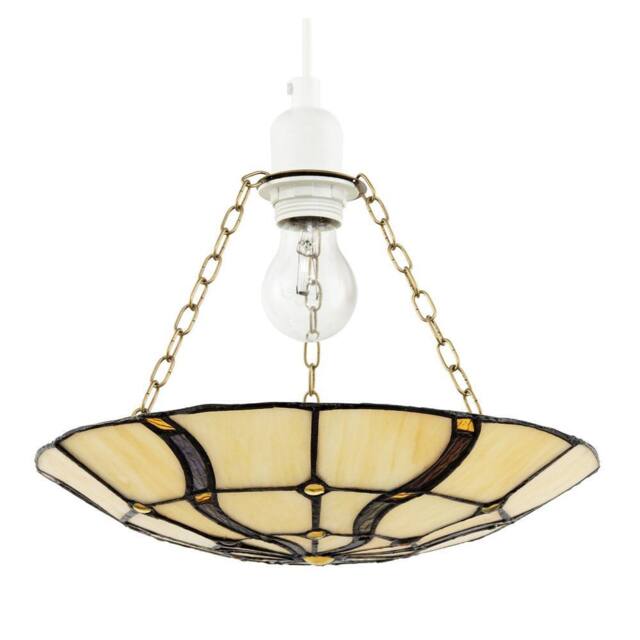 Happy Homewares Amber Toned Circular Tiffany Stained Glass Pendant Ceiling Light Shade - image 1
