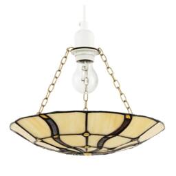 Happy Homewares Amber Toned Circular Tiffany Stained Glass Pendant Ceiling Light Shade - thumbnail 1