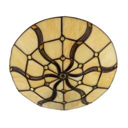 Happy Homewares Amber Toned Circular Tiffany Stained Glass Pendant Ceiling Light Shade - thumbnail 4