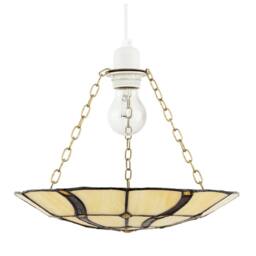 Happy Homewares Amber Toned Circular Tiffany Stained Glass Pendant Ceiling Light Shade - thumbnail 5