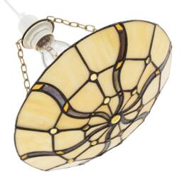 Happy Homewares Amber Toned Circular Tiffany Stained Glass Pendant Ceiling Light Shade - thumbnail 6