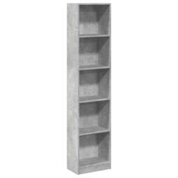 Berkfield Home Bookcase Concrete Grey 40x24x176 cm Engineered Wood - Size: 40 x 24 x 176 cm - thumbnail 2