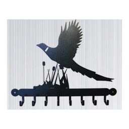 Poppyforge Tool Rack (Pheasant) - Hooks - Solid Steel - W54.6 x H30.5 cm in Black