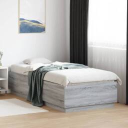 Berkfield Home Bed Frame with LED without Mattress Grey Sonoma 100x200 cm - thumbnail 2