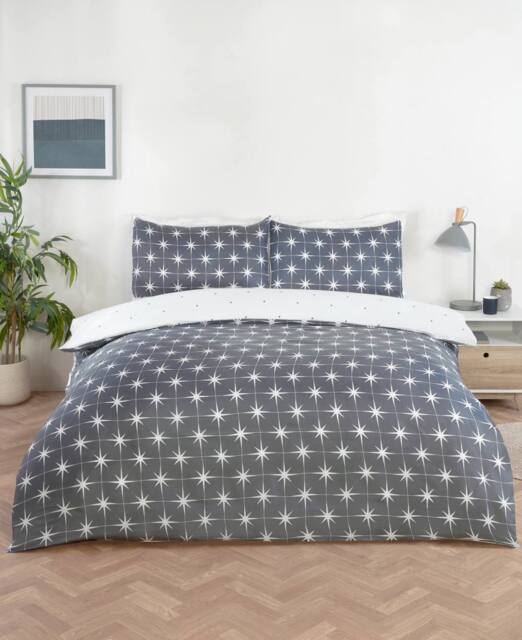 Rapport Home Northern Stars Microfibre Complete Duvet Set with Pillowcase in Grey - Size: Single - image 1