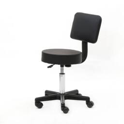 VOGREX Black Leather 360° Adjustable Salon Stool Backrest Lift Chair - thumbnail 1