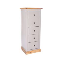 Cabinet Bits Bomporto 5 Drawer Narrow Chest of Drawers Chrome Knob in Light Grey - thumbnail 2