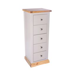 Cabinet Bits Bomporto 5 Drawer Narrow Chest of Drawers Chrome Knob in Light Grey - thumbnail 3