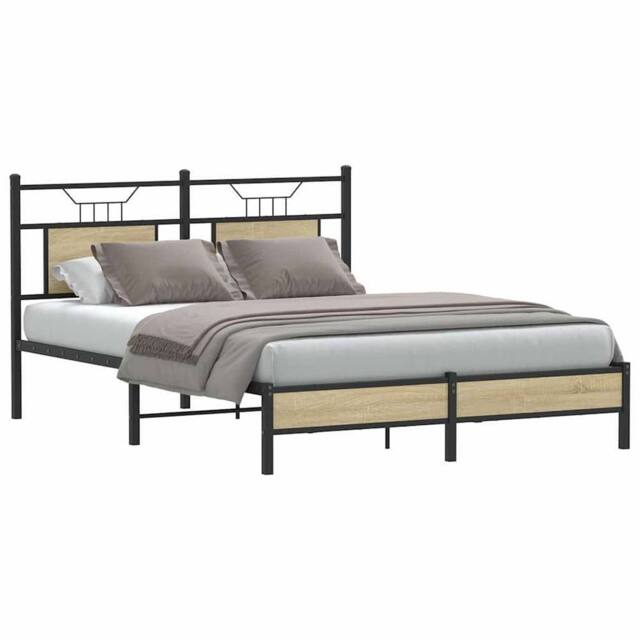 Berkfield Home Decorative Bed Frame Frame Sonoma Oak 150x200 cm King Size Wood in Brown - image 1