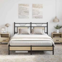 Berkfield Home Decorative Bed Frame Frame Sonoma Oak 150x200 cm King Size Wood in Brown - thumbnail 2