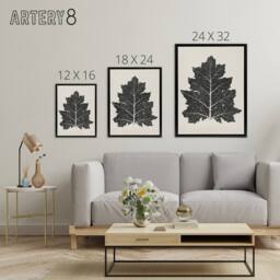 "Artery8 Black & White Leaf Drawing Owen Jones Vintage Framed Canvas Wall Art in Beige - Size: W12"" x H16""" - thumbnail 4