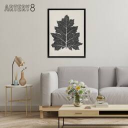 "Artery8 Black & White Leaf Drawing Owen Jones Vintage Framed Canvas Wall Art in Beige - Size: W12"" x H16""" - thumbnail 3