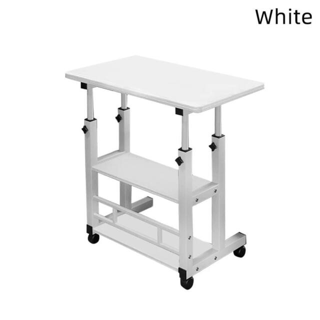 Kelvenix Adjustable Height Bedside Table Mobile Laptop Desk Overbed in White - image 1