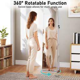 Costway Freestanding Jewelry Storage Organizer 360° Swivel Jewelry Cabinet in White - thumbnail 4