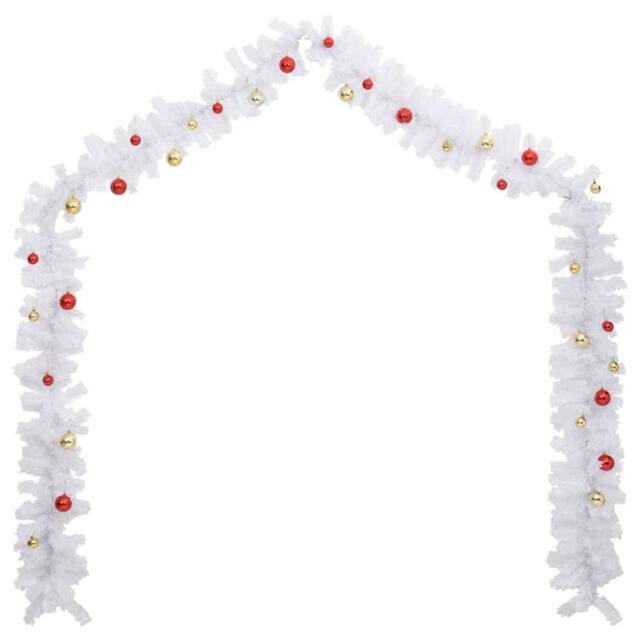 Berkfield Home Suitable Christmas Garland Decorated with Baubles White 5 m - image 1