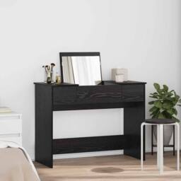 Berkfield Home Dressing Table with Mirror Black Oak 100x45x76 cm - Size: 100 x 45 x 76 cm - thumbnail 2