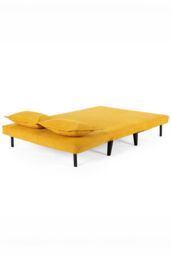 More4Homes Harper 2 Seater Folding Clic Clac Fabric Lounge Futon Sofa Bed in Mustard - thumbnail 4