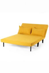 More4Homes Harper 2 Seater Folding Clic Clac Fabric Lounge Futon Sofa Bed in Mustard - thumbnail 3