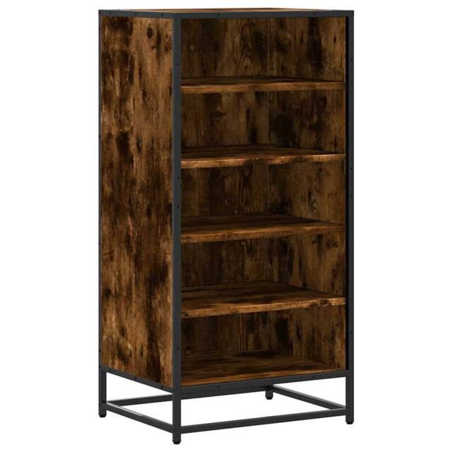 Berkfield Home Shoe Rack Smoked Oak 48x38x97.5 cm Engineered Wood in Brown - image 1