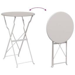 Berkfield Home Folding Bistro Table Beige √ò50x71 cm Powder-coated Steel - Size: 50x71 cm - thumbnail 9