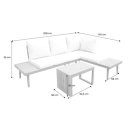 sweeek 4-seater Modular Aluminium & Acacia Garden Lounge Set in Khaki - thumbnail 5