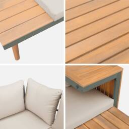 sweeek 4-seater Modular Aluminium & Acacia Garden Lounge Set in Khaki - thumbnail 2