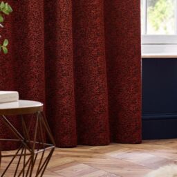 Paoletti Galaxy Velvet Chenille Eyelet Curtain Pair in Copper - Size: 229 cm width x 183 cm drop - thumbnail 4