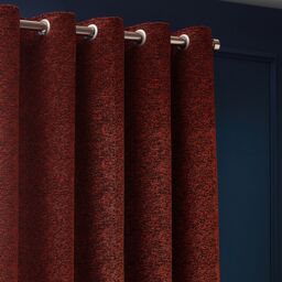 Paoletti Galaxy Velvet Chenille Eyelet Curtain Pair in Copper - Size: 229 cm width x 183 cm drop - thumbnail 3