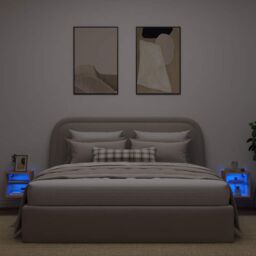 Berkfield Home TV Wall Cabinets with LED Lights 2 pcs Artisan Oak 30x28.5x30 cm in Brown - thumbnail 5
