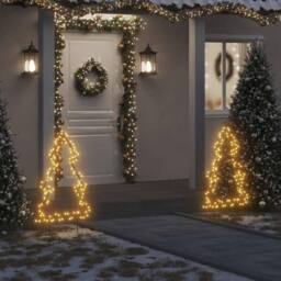 Berkfield Home Christmas Light Decoration with Spikes Tree 115 LEDs 90 cm in Black - thumbnail 2