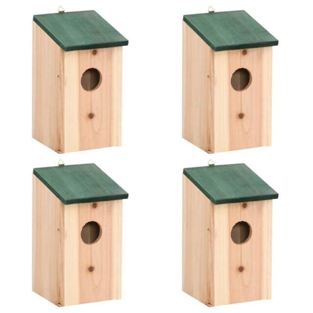 Berkfield Home Bird Houses 4 pcs Wood 12x12x22 cm in Beige - Size: 12 x 12 x 22 cm - image 1