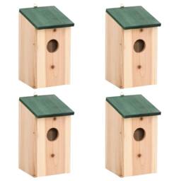 Berkfield Home Bird Houses 4 pcs Wood 12x12x22 cm in Beige - Size: 12 x 12 x 22 cm - thumbnail 1