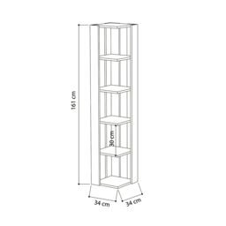 Decortie Nati' Tall Corner Bookcase Modern Shelving Unit 161cm in True Black - Size: 1 Pack - thumbnail 5