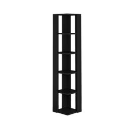 Decortie Nati' Tall Corner Bookcase Modern Shelving Unit 161cm in True Black - Size: 1 Pack - thumbnail 2