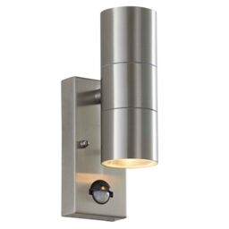 Loops 2 PACK IP44 Outdoor Accent Light & PIR GU10 Stainless Steel Up & Down Wall Lamp in Metallics - thumbnail 4