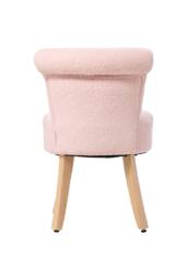 Living and Home Modern Teddy Fleece Vanity Stool with Rubberwood Legs in Pink - thumbnail 5