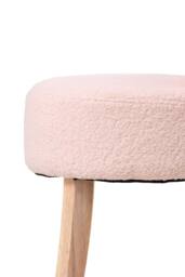 Living and Home Modern Teddy Fleece Vanity Stool with Rubberwood Legs in Pink - thumbnail 8