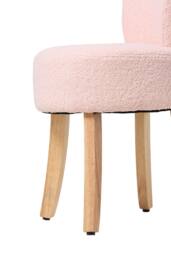 Living and Home Modern Teddy Fleece Vanity Stool with Rubberwood Legs in Pink - thumbnail 7