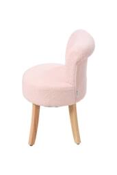 Living and Home Modern Teddy Fleece Vanity Stool with Rubberwood Legs in Pink - thumbnail 4