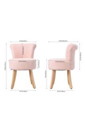 Living and Home Modern Teddy Fleece Vanity Stool with Rubberwood Legs in Pink - thumbnail 3