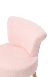 Living and Home Modern Teddy Fleece Vanity Stool with Rubberwood Legs in Pink - thumbnail 6