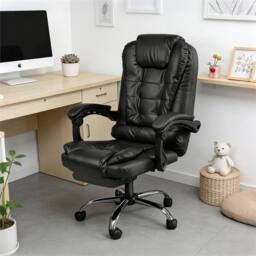 Nordara With Foot Pedal Office Chair Soft Comfortable with Lumbar Support in Black - thumbnail 3