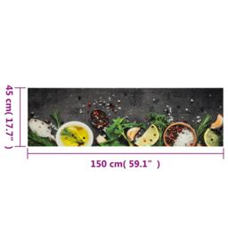 Berkfield Home Kitchen Rug Washable Spices 45x150 cm Velvet in Grey - thumbnail 5
