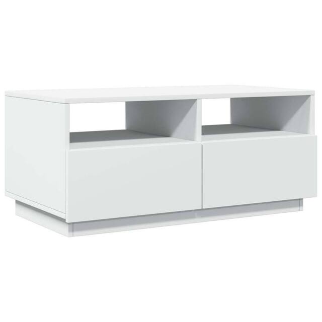 Berkfield Home Modern Coffee Table with LED Lights White 90x49x40 cm - Size: 90 x 49 x 40 cm - image 1