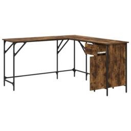 Berkfield Home Decorative Desk Smoked Oak 141x141x75 cm Engineered Wood in Brown - Size: 141 x 141 x 75 cm - thumbnail 4