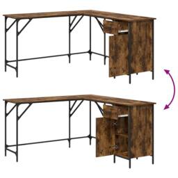 Berkfield Home Decorative Desk Smoked Oak 141x141x75 cm Engineered Wood in Brown - Size: 141 x 141 x 75 cm - thumbnail 9